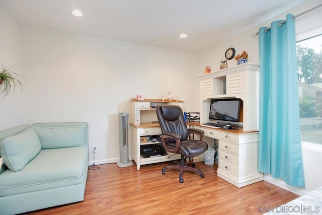 office space featuring light hardwood / wood-style floors