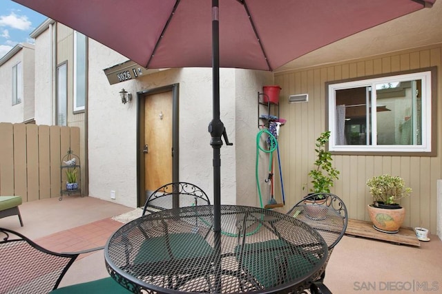 view of patio / terrace featuring radiator