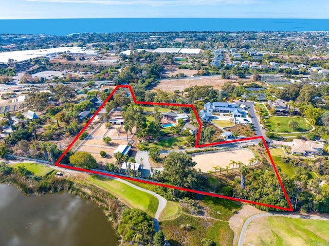 623 Quail Gardens Ln, Encinitas, CA 92024 - bird's eye view with a water view and a residential view