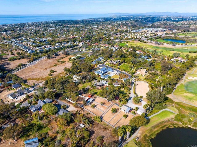 623 Quail Gardens Ln, Encinitas, CA 92024 - aerial view of property and surrounding area with a large body of water, a local golf course, and nearby suburban area