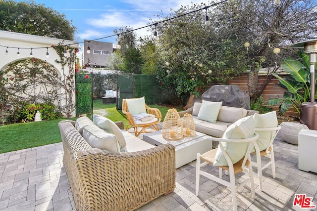 view of patio / terrace with an outdoor hangout area and area for grilling