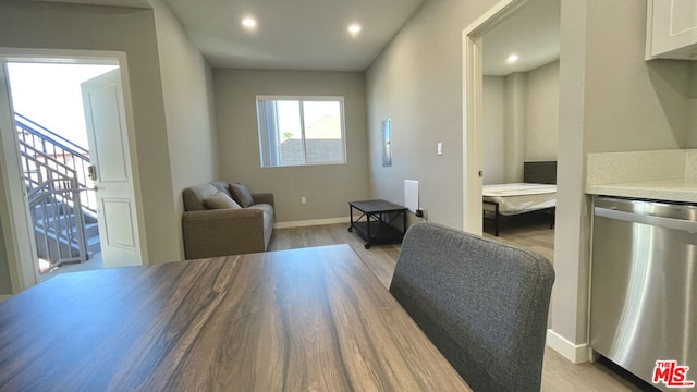 dining area featuring light hardwood / wood-style flooring