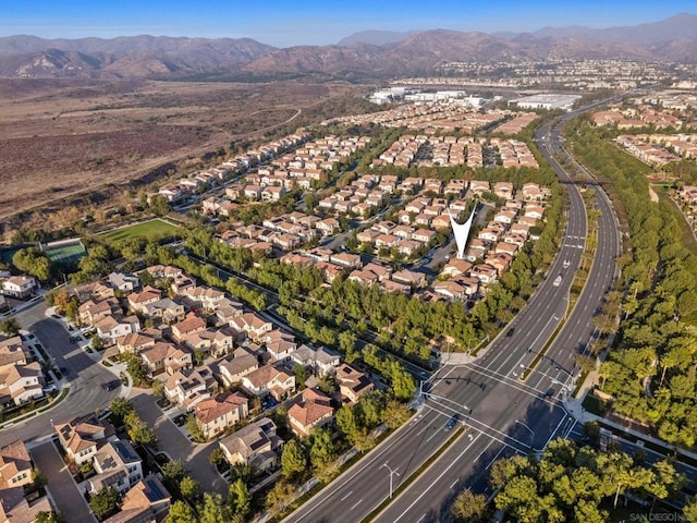 aerial view with a mountain view