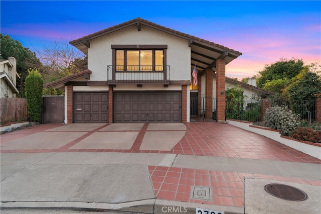 view of front of property with a garage