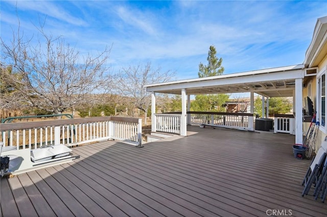 wooden terrace with central air condition unit