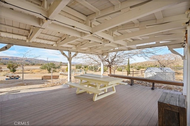 deck featuring a mountain view