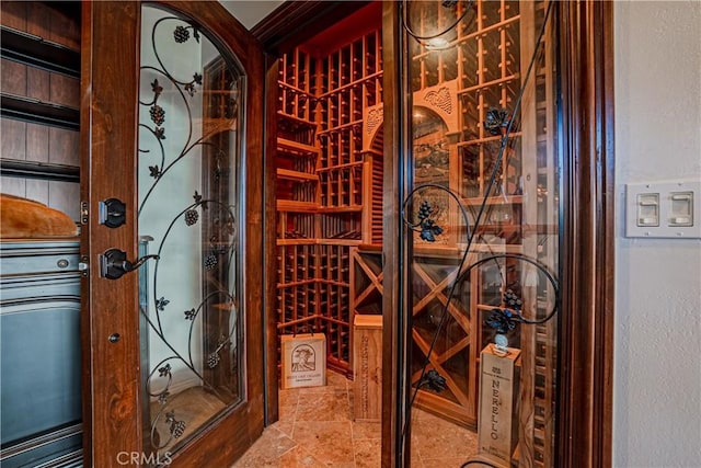 view of wine cellar