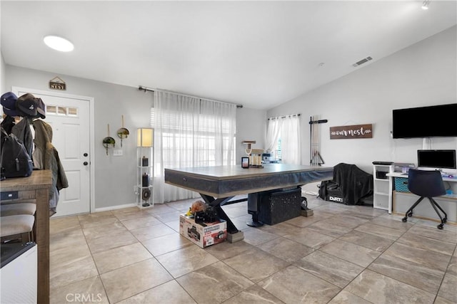 kitchen featuring lofted ceiling