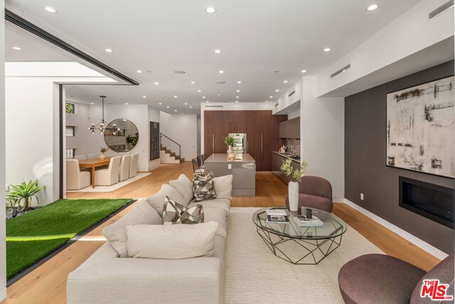 living room featuring light hardwood / wood-style flooring