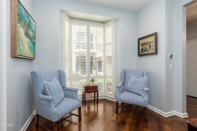 sitting room featuring dark hardwood / wood-style flooring