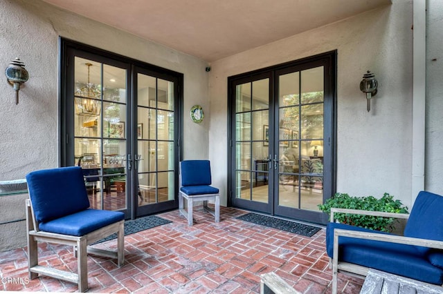 doorway to property with french doors and a patio