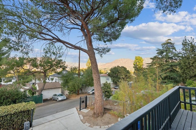 exterior space featuring a mountain view