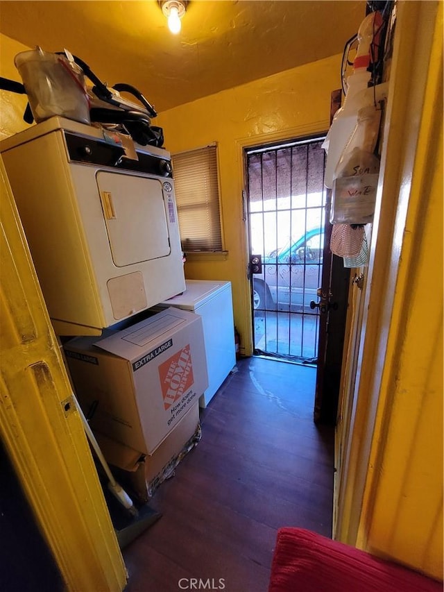 laundry room featuring dark hardwood / wood-style flooring