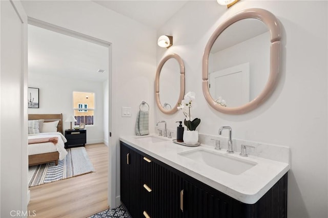 bathroom featuring wood-type flooring and vanity