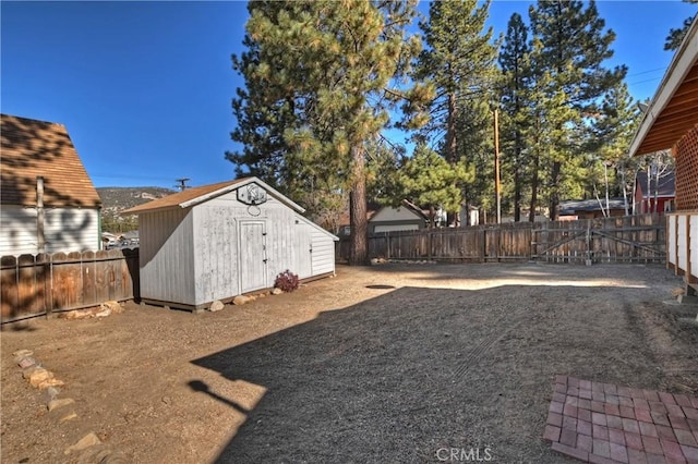 view of yard with a shed