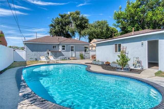 view of swimming pool featuring a patio area