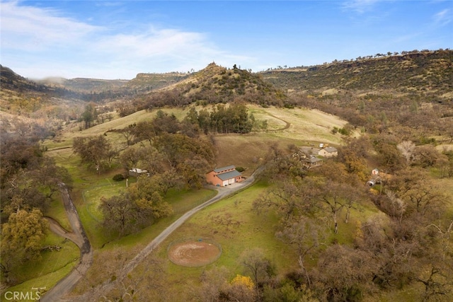 drone / aerial view with a mountain view