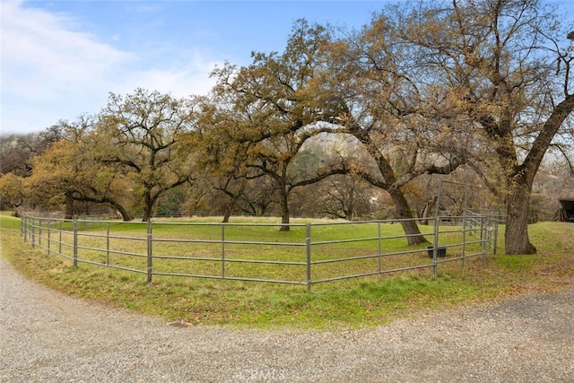 view of gate with a rural view