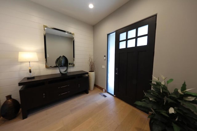 entrance foyer with light wood-type flooring