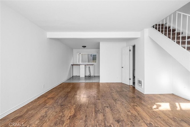 unfurnished living room featuring hardwood / wood-style floors