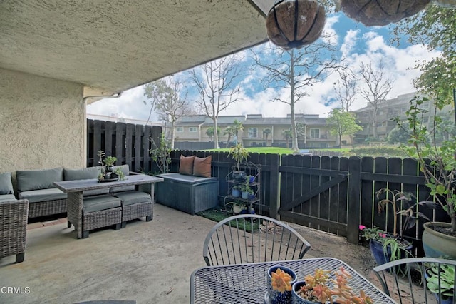 view of patio with an outdoor living space