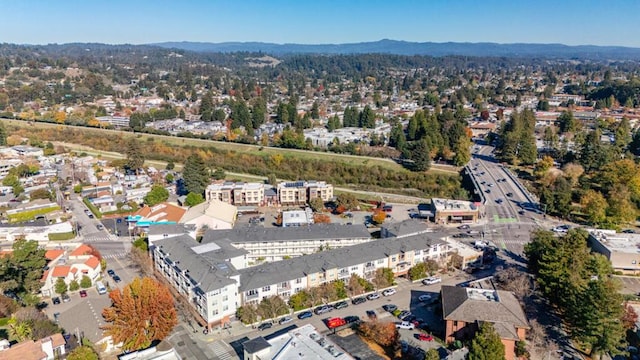 birds eye view of property with a mountain view