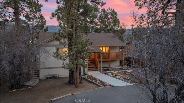 view of front of home featuring a deck