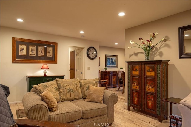 living room featuring light hardwood / wood-style floors