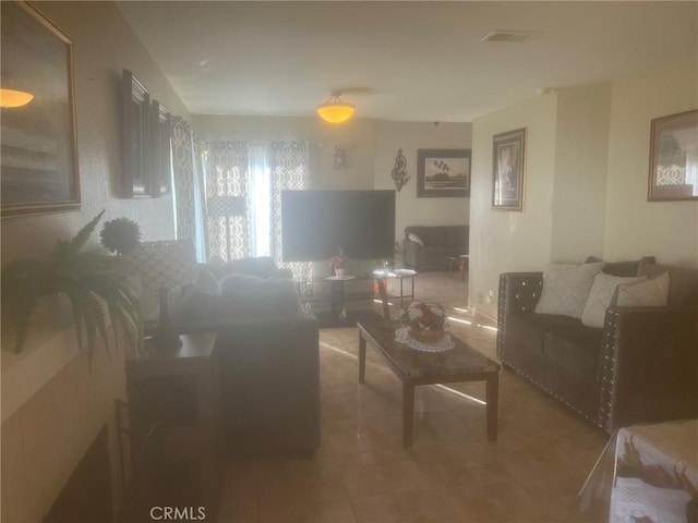 view of tiled living room