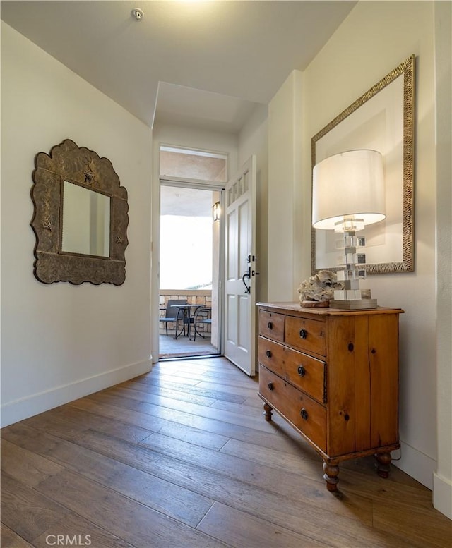 hallway featuring wood-type flooring