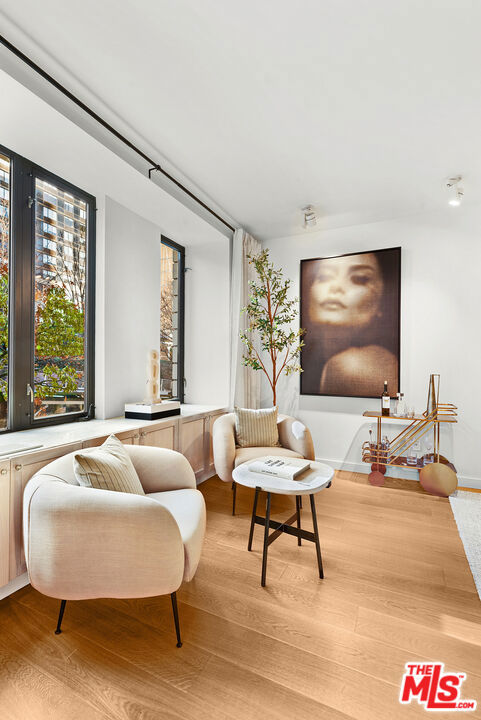 living area featuring light hardwood / wood-style floors