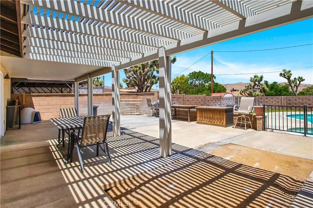 view of patio / terrace featuring a pergola