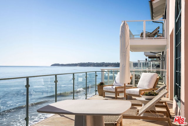 balcony with a water view