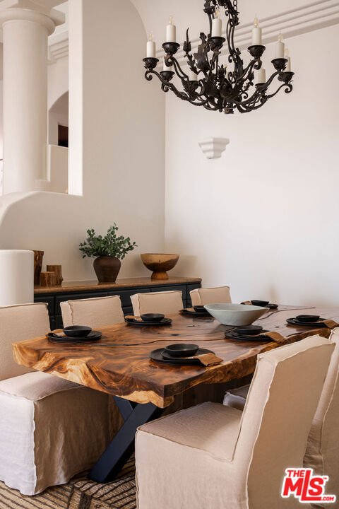 dining room with an inviting chandelier