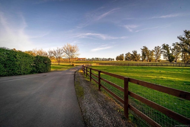 view of street with a rural view