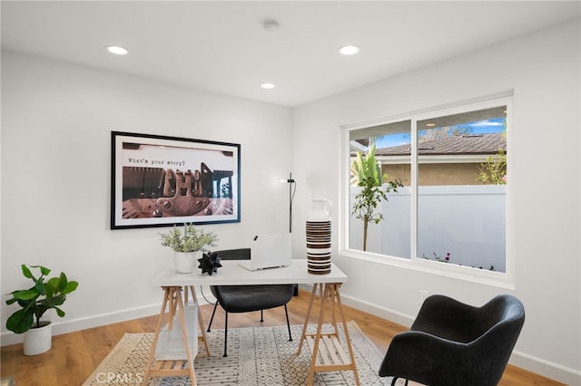 office space featuring light hardwood / wood-style flooring