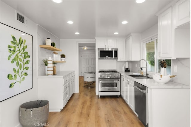 kitchen featuring white cabinets, appliances with stainless steel finishes, and sink