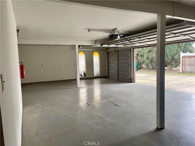 garage with a garage door opener