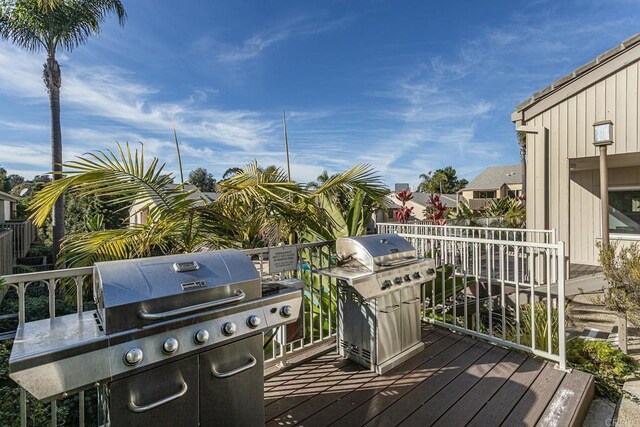 deck featuring area for grilling