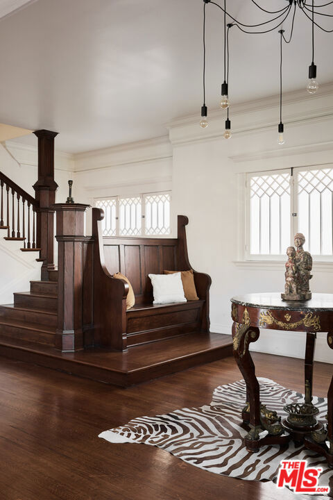 sitting room with hardwood / wood-style floors