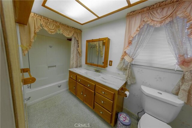 full bathroom with vanity, toilet, and shower / bath combination