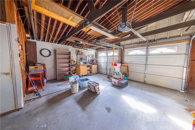 garage with a garage door opener