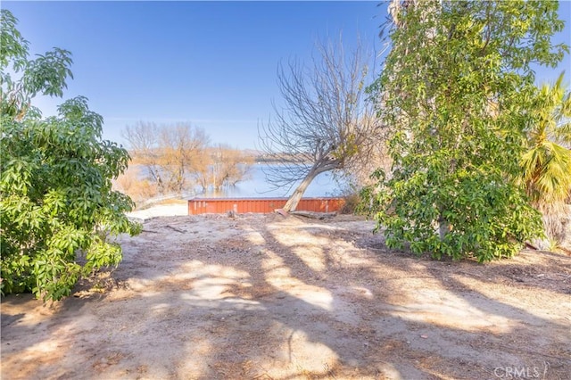 view of yard with a water view