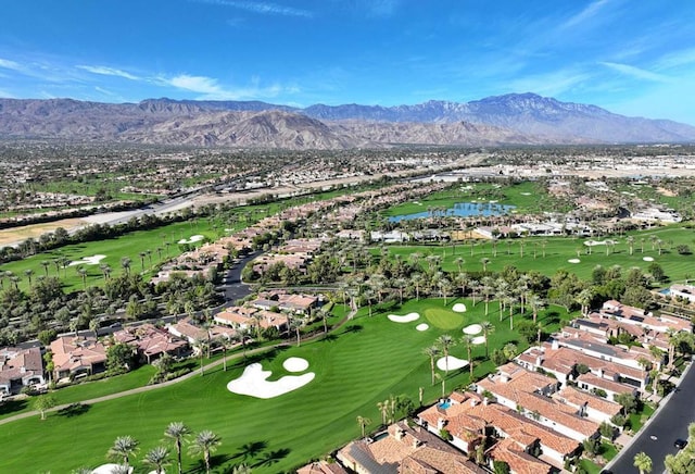 bird's eye view with a water and mountain view