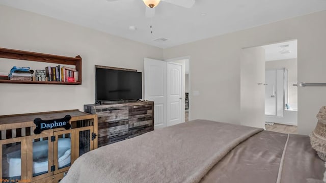 bedroom featuring ceiling fan