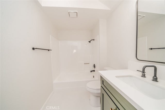 full bathroom featuring shower / bathing tub combination, tile patterned floors, toilet, and vanity