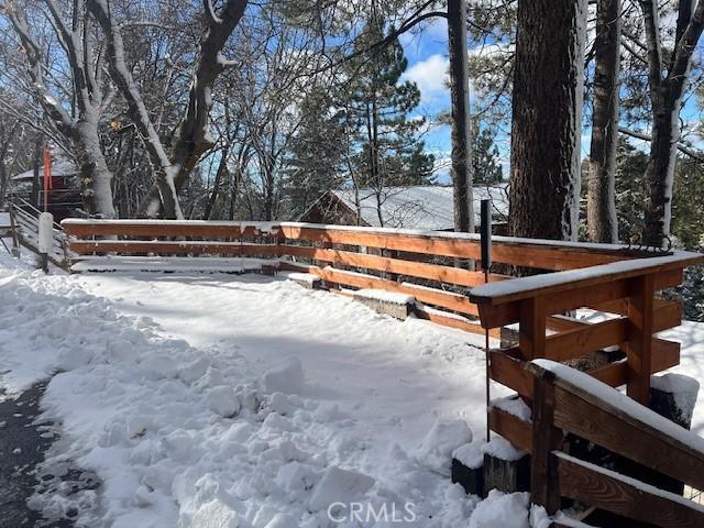 view of yard covered in snow