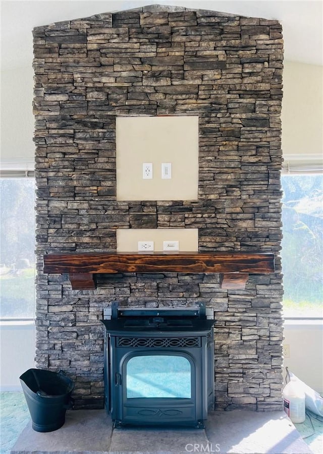 details with a wood stove