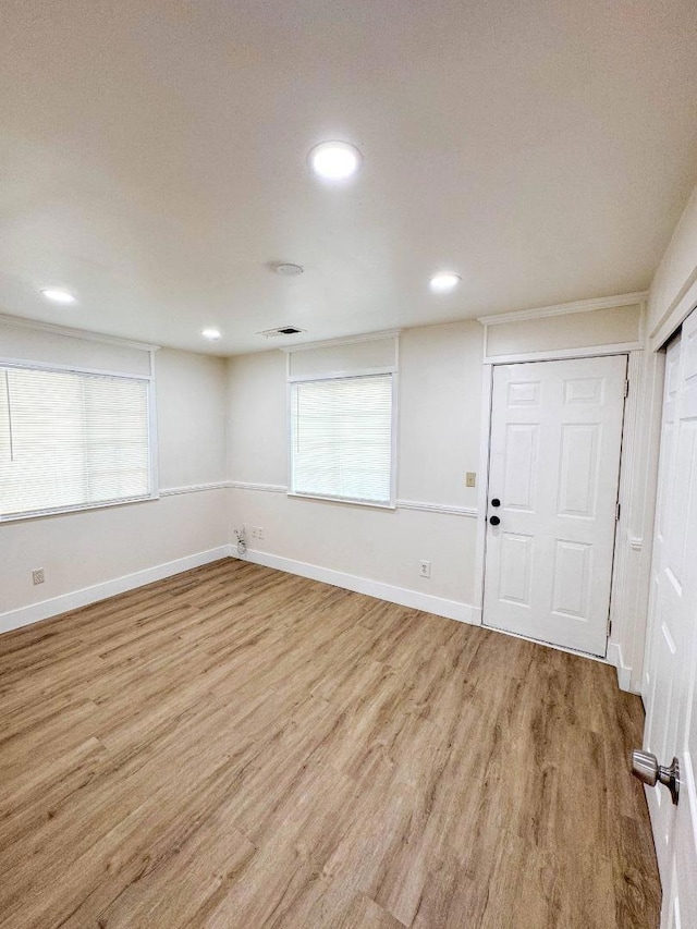 interior space with light hardwood / wood-style flooring