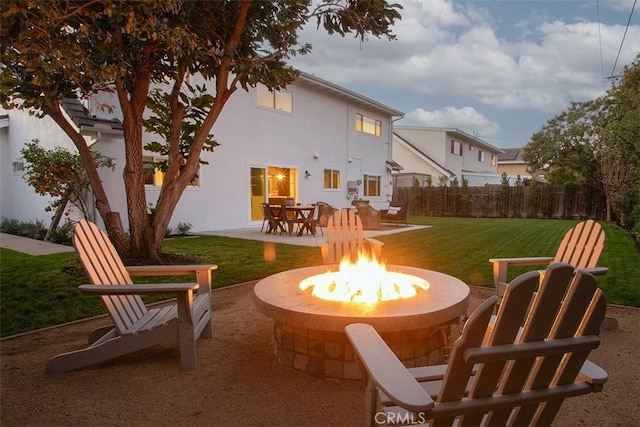 view of patio / terrace with a fire pit